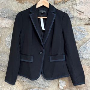 Ann Taylor Black & Grosgrain Ribbon Trim Blazer